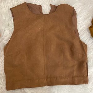 Brown faux suede top